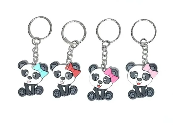 Chaveiro Ursinha Panda Emborrachado 3,5cm Pacote C/8 Unidade