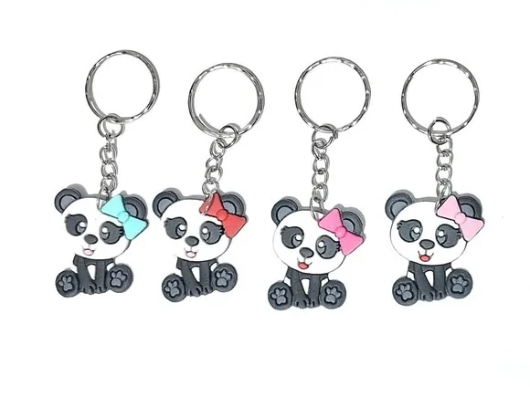Chaveiro Ursinha Panda Emborrachado 3,5cm Pacote C/8 Unidade