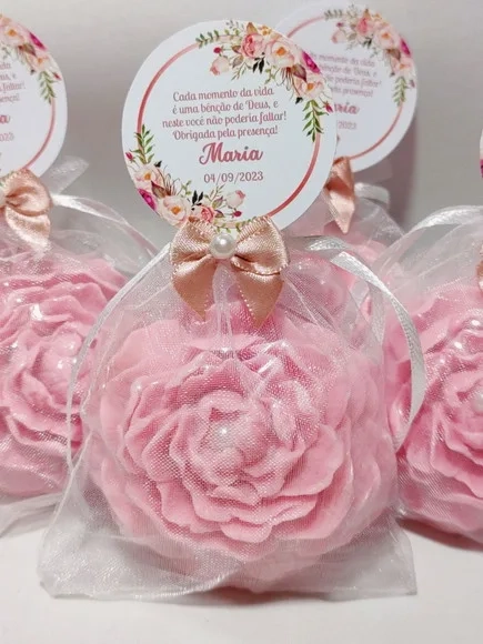Lembrancinha de Aniversário 80 Anos: Sabonete Flor Peônia