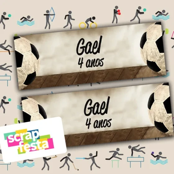 Adesivo Personalizado Retangular 11x4 Festa Futebol