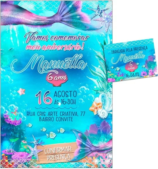 Convite Digital C/tag Sereia Cauda