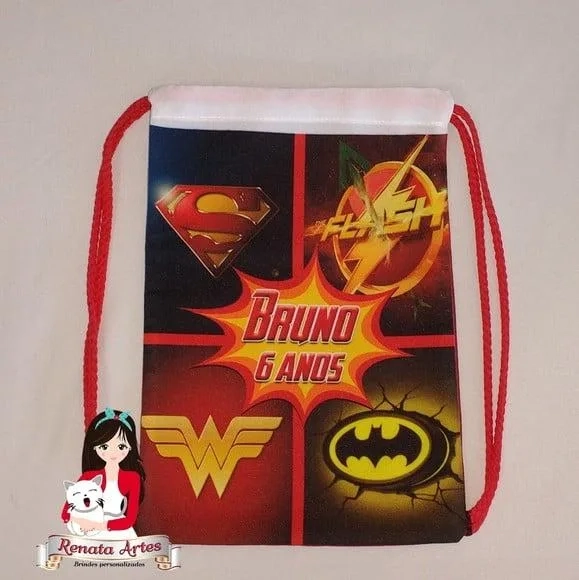 Mochila de Tecido Personalizada a Liga da Justiça