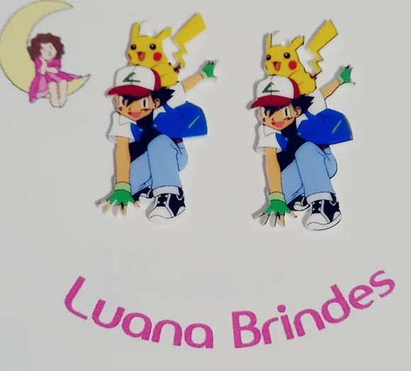Pingente Pokemon em Acrilico Uv -3 Unidades