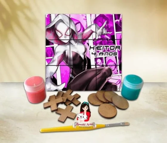 Jogo da Velha com Tinta Personalizado Homem Aranhaverso Rosa