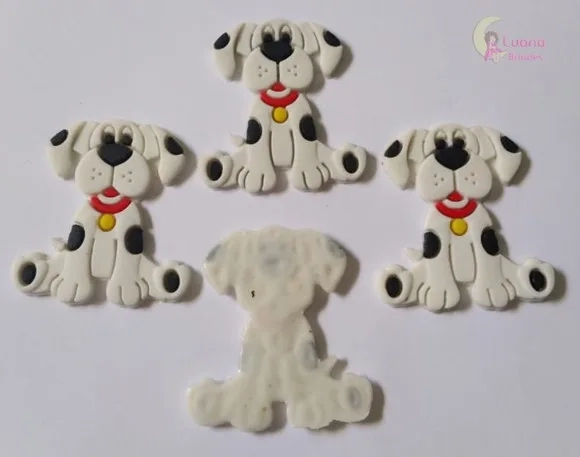 Aplique Cachorro Dálmata de Borracha - 3,6cm - Pct C/7 Unid