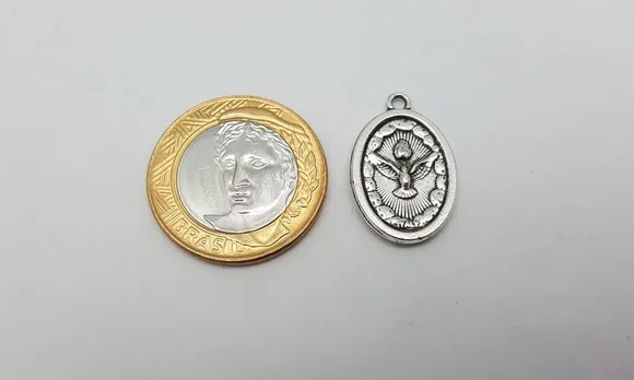 Medalha Espírito Santo e Sagrada Família 2,4cm Pct com 10 un