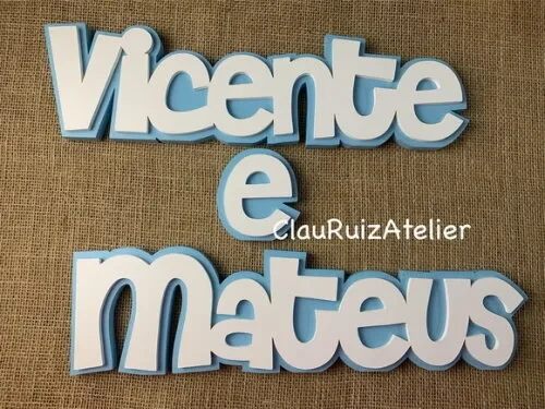 Nomes em mdf - Sobreposição Parede