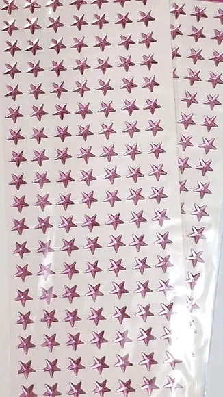 Strass Adesiva Estrela para Corpo e Rosto 1 Cartela Rosa