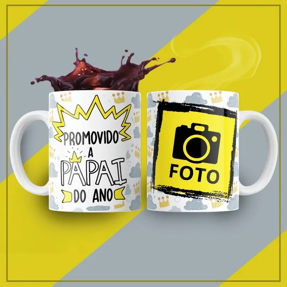 Caneca Personalizada Promovido a Papai do Ano com Foto
