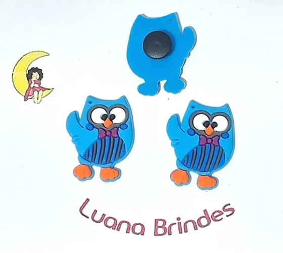 Pins de Sandália Coruja Emborrachado Pacote com 6 Unidades