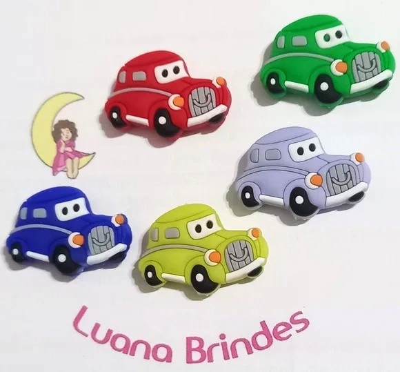 Pingente Carrinho Emborrachado c/ Furo Passante- 5 Unidades