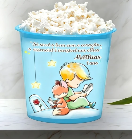 Balde de Pipoca Personalizada para lembrancinhas do Pequeno Princípe