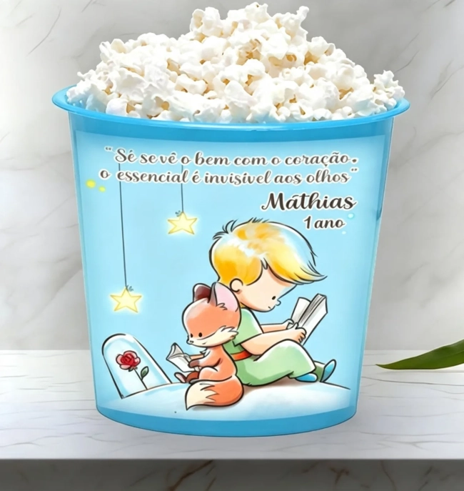 Balde de Pipoca Personalizada para lembrancinhas do Pequeno Princípe