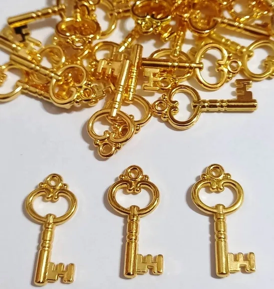 Pingente Chave Dourado Abs 26mm - 50 Unidades