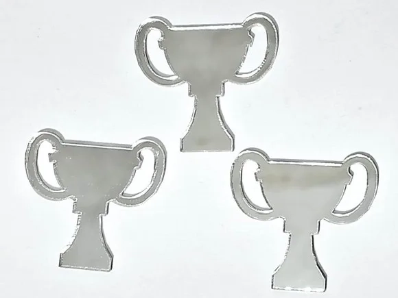 Aplique Troféu em Acrílico Espelhado Prata 10 Peça