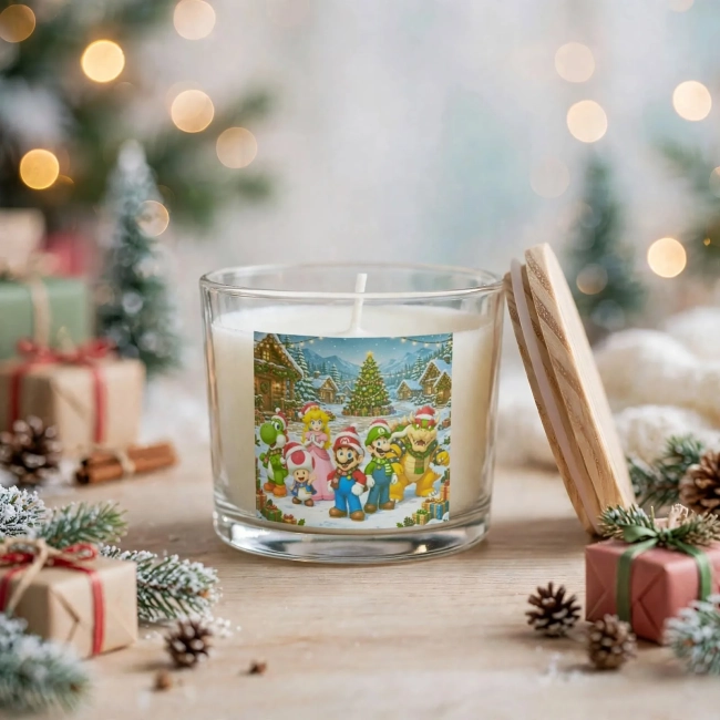Vela Aromática no Copo Personalizada Natal Super Mario - Trabalhamos com outros temas - Informar  tema no chat