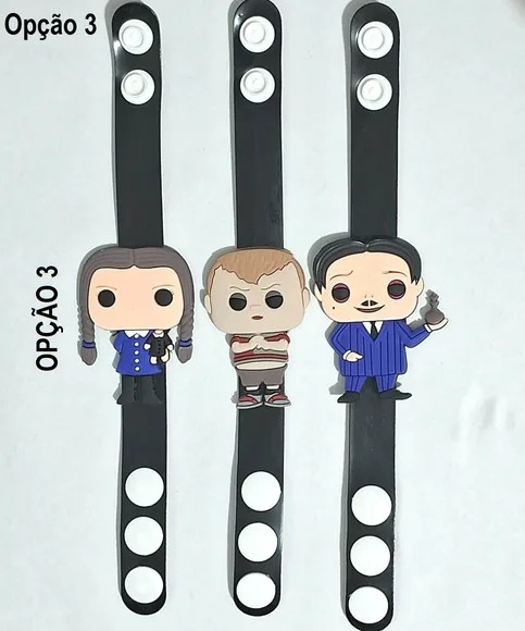 Pulseira Wandinha Emborrachada 19cm Pacotes com 3 Unidades