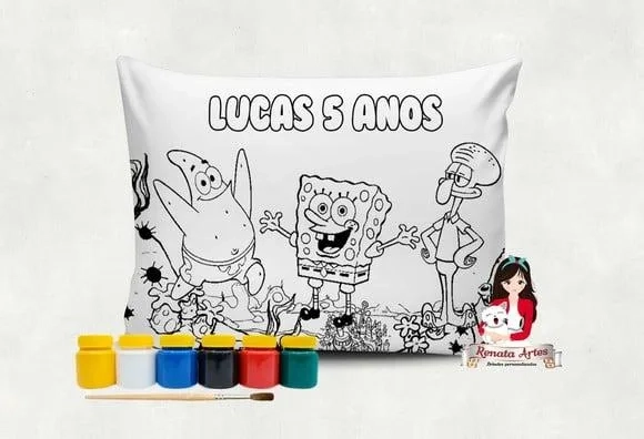 Almofada com Tinta para Colorir Bob Esponja