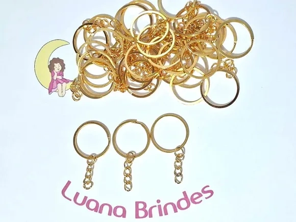 Argola Italiana 2,8cm Corrente e Elo Metal Dourado 30 Peça