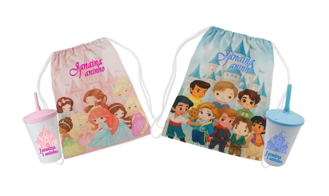 Kit mochilinha e copo twister das princesas baby