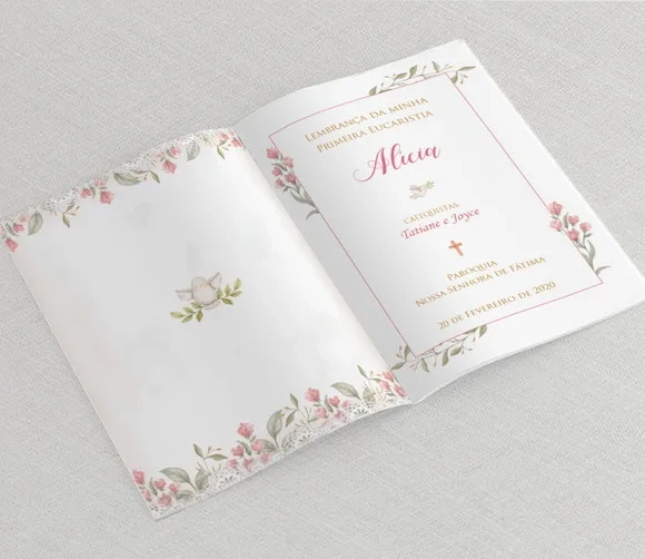 Lembrancinha Eucaristia - Livrinho De Orações - Divino Rosa