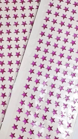 Strass Adesiva Estrela para Corpo e Rosto 1 Cartela Pink