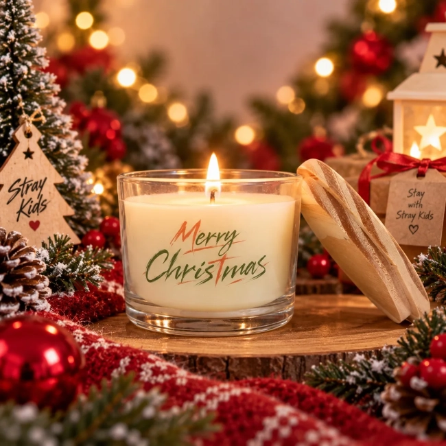 Vela Aromática no Copo Personalizada Natal Stray Kids  - STAY - Velas Perfumadas | Aromáticas e Decorativas