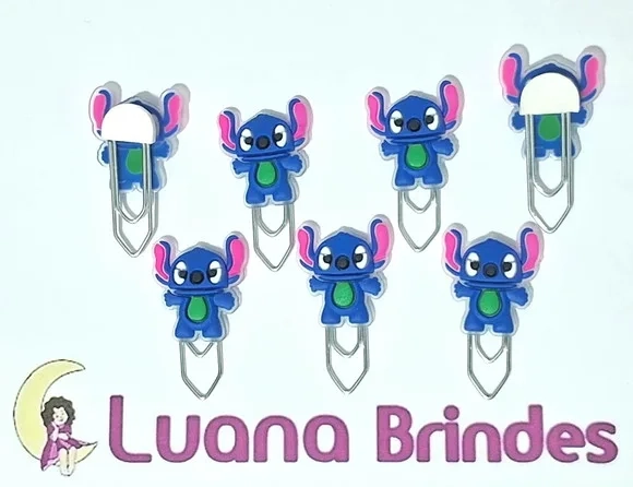 Clips Personalizados com Stitch 2cm Emborrachado 6 Unidades