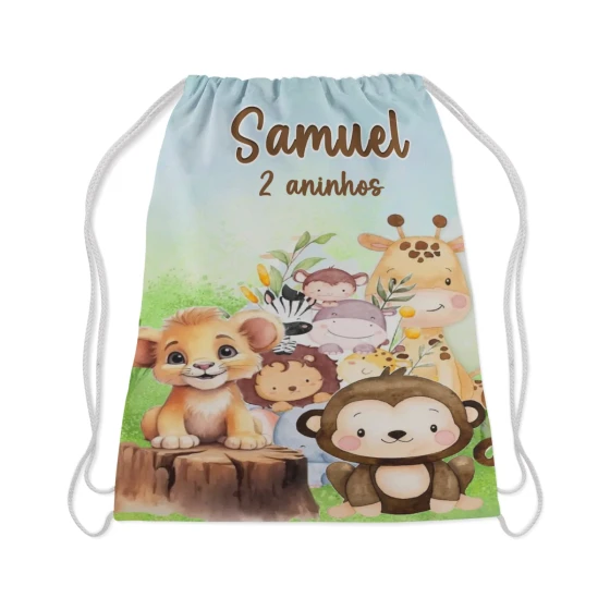 Mochilinha Personalizada para lembrancinhas Safari Baby