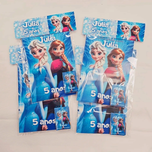 kit Colorir Revista e Giz de cera Personalizado Frozen