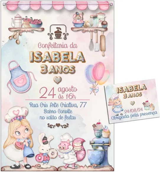 Convite Digital C/tag Confeitaria Princesa Alice 2