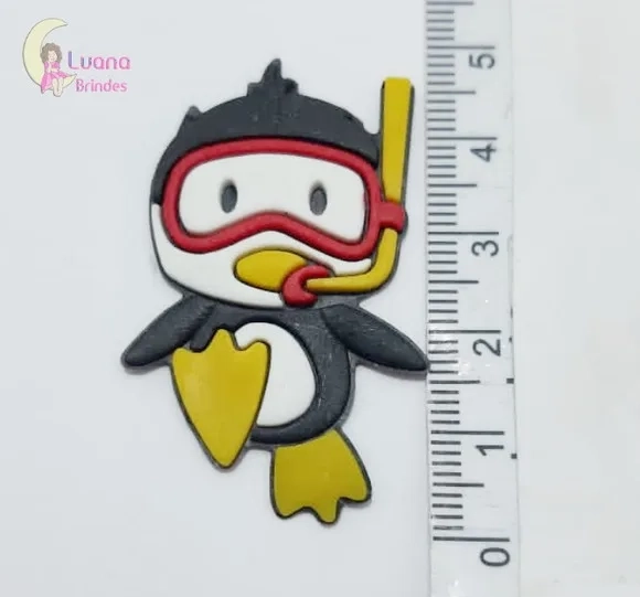 Aplique Pinguim Nadador de Borracha - pct com 6 unidades