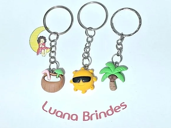 Chaveiro Tropical de Resina Pacote com 6 Unidades