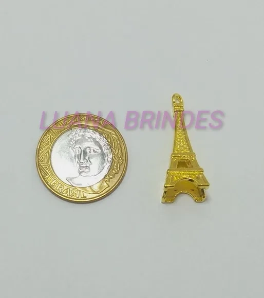 Pingente Da Torre Eiffel Dourado - Pct C/10 Unid