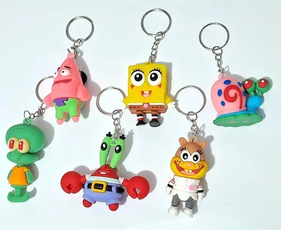 Chaveiro Bob Esponja 3d Emborrachado Pacote com 6 Unidades