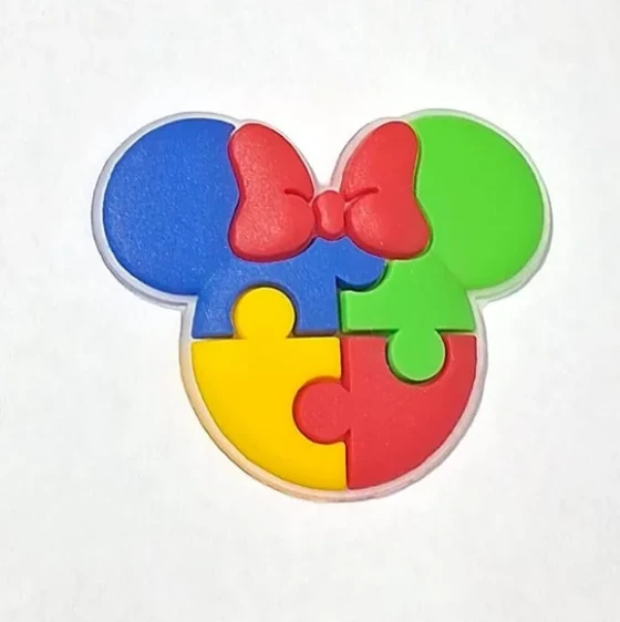 Aplique Minnie Símbolo Autismo Emborrachado- 6 Unidades