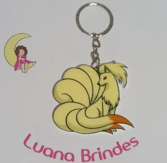 Chaveiro Pokémon Ninetales Acrilico Uv- 3 Unidades