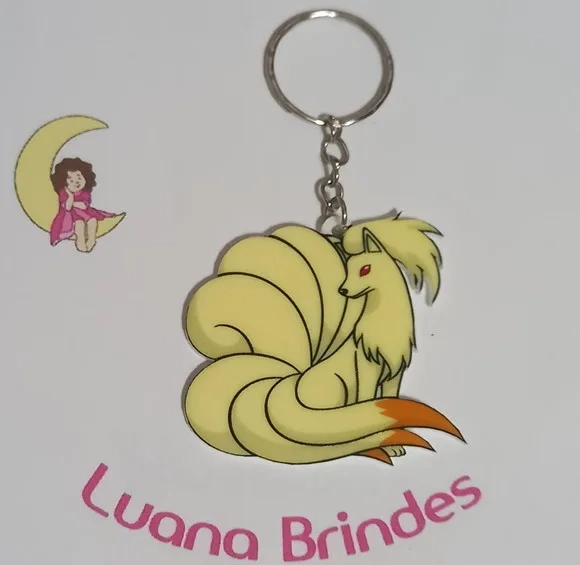 Chaveiro Pokémon Ninetales Acrilico Uv- 3 Unidades