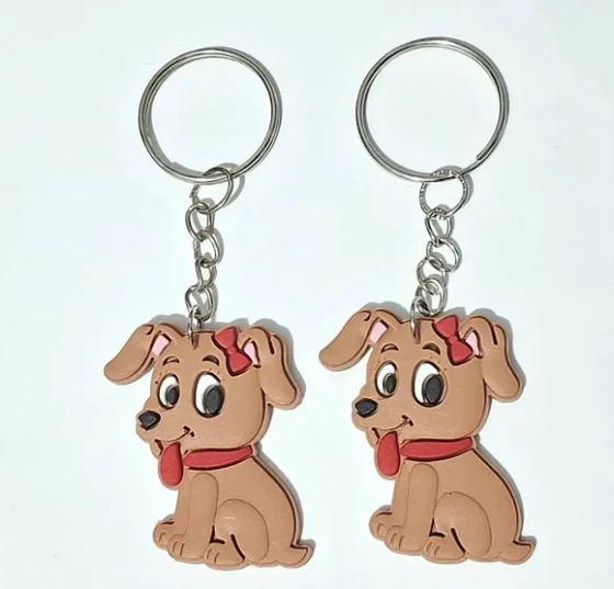 Chaveiro Cachorrinha Marrom Emborrachado Pacotes com 6 Peças