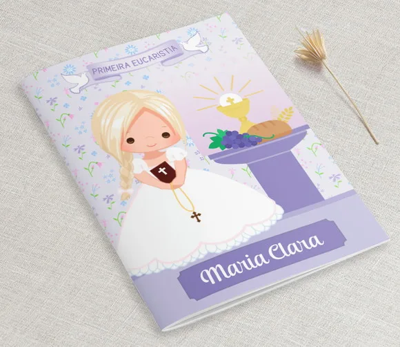 Lembrança Primeira Comunhão Livro De Orações - Cálice Lilás