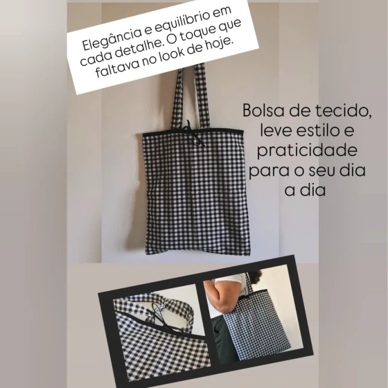 Bolsa em tecido estilo Ecobag - Xadrez