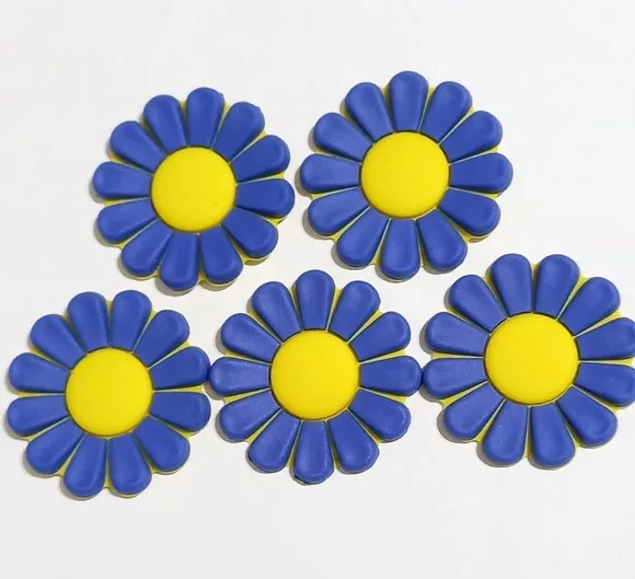 Aplique Flor Azul 4 cm Emborrachado - 6 Unidades