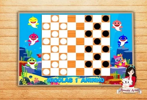 Jogo de Damas Baby Shark