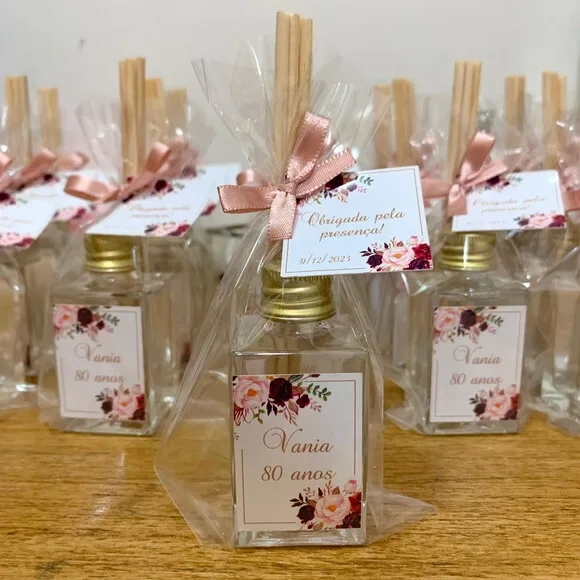 Lembrancinha Aromatizador Vidro 30ml Floral Rosê e Marsala