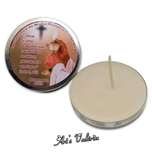 Lembrança de 1ª Eucaristia Vela Perfumada na Latinha