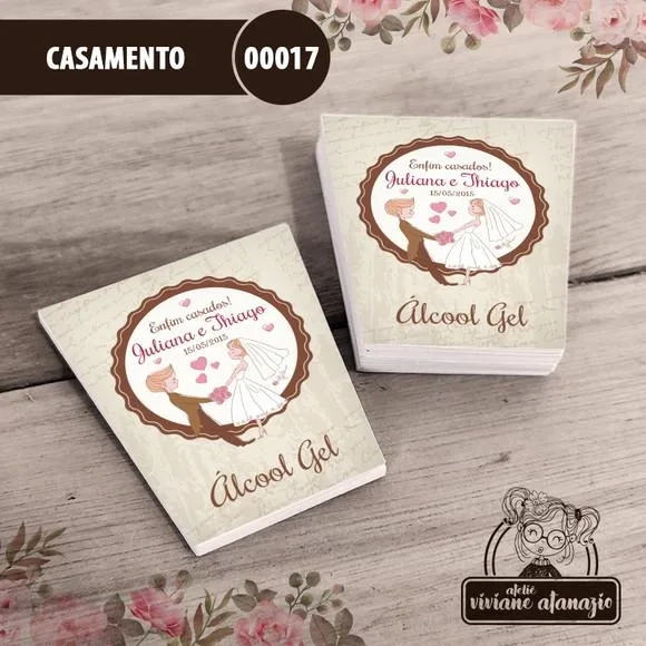Adesivo Bisnaga Álcool Gel Casamento - 00017
