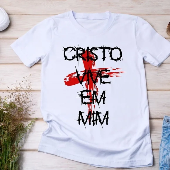Camiseta Religiosa Cristo Vive em Mim