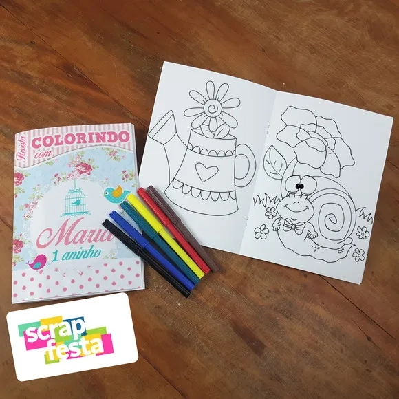 Revista Colorir + Canetinha Festa Jardim Encantado