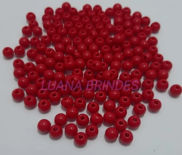 Bolinha Acrílica Vermelha - 6mm - pacote com 100 unid