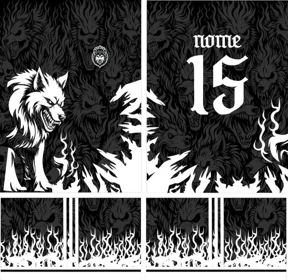 Arte Vetor Camisa Lobo Assustador Interclasse Mod-205